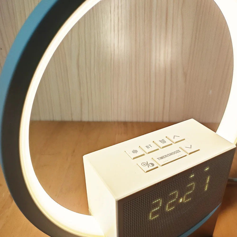 White noise sleep aid lamp with Bluetooth stereo, touch wake light and sunrise simulation, 200mm x 48mm x 220mm, white