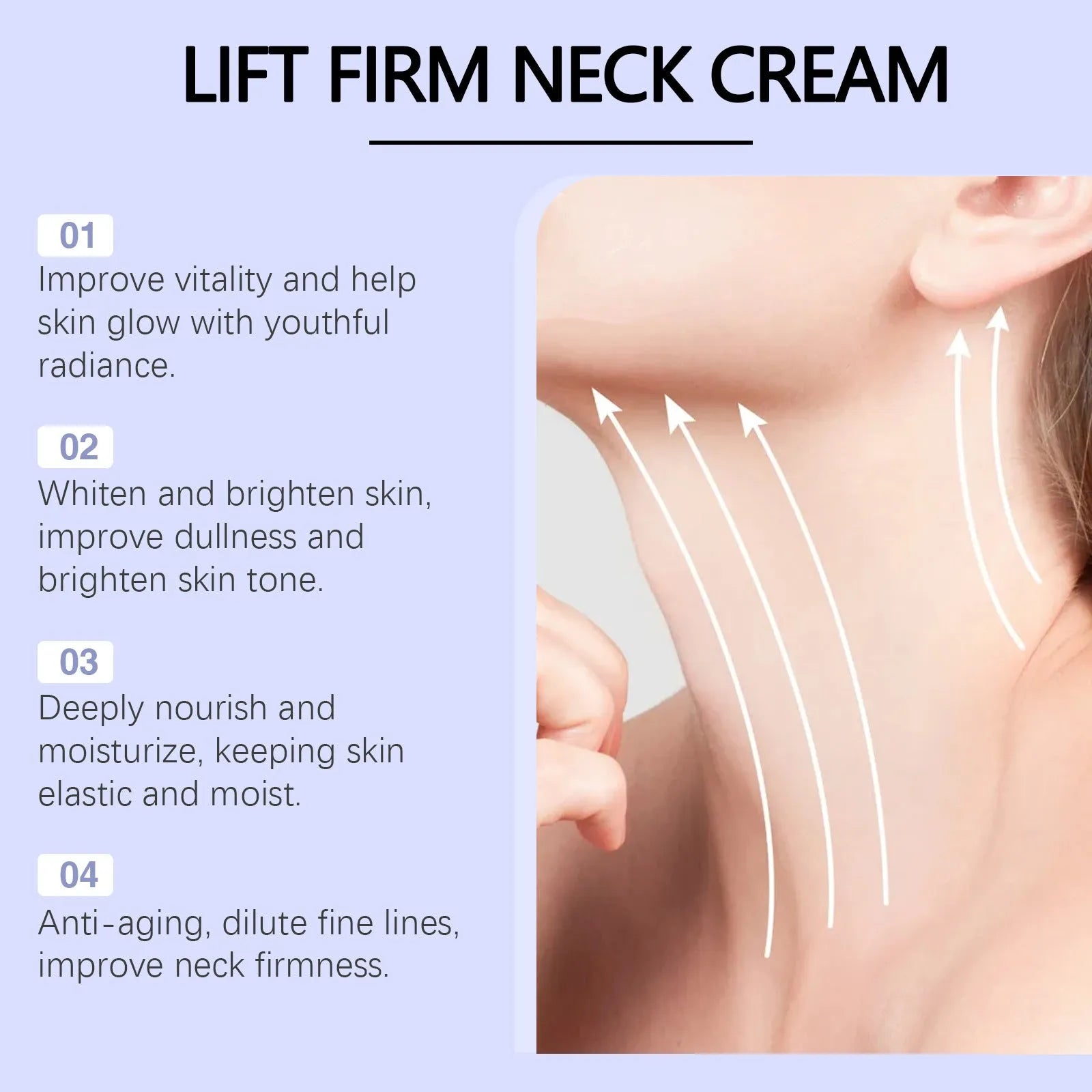 50g neck skin cream jar with moisturising formula containing hyaluronic acid and coffee extract for neck skincare