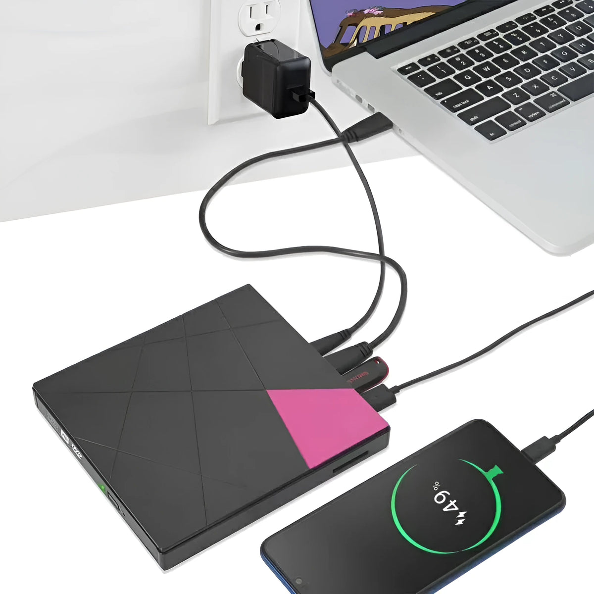 USB external DVD burner with card reader, 24x, 8MB cache, tray-loading, 152x142x20mm, rose-red or white