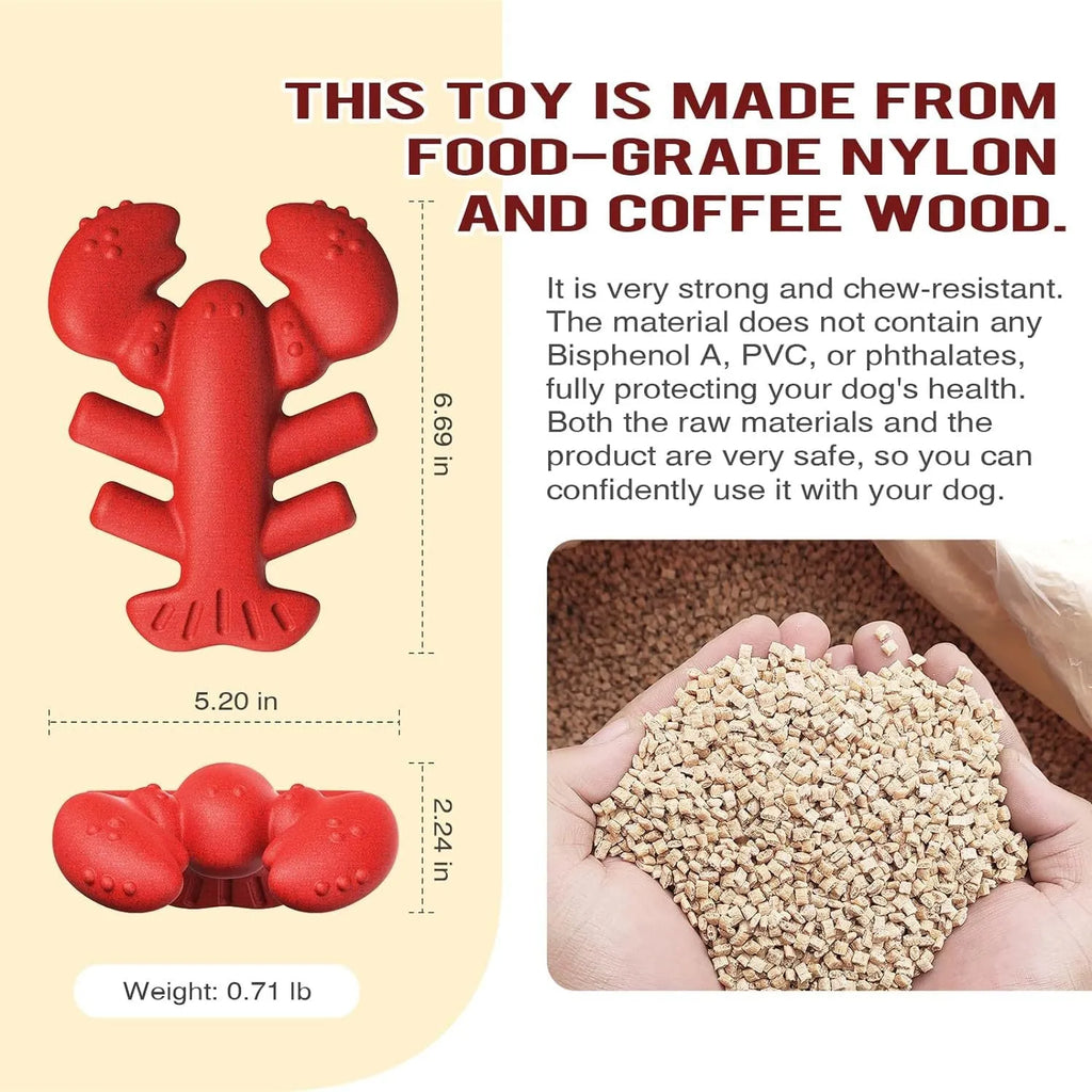 Red dog chew toy for aggressive chewers, 170mm long, 320g weight, durable hard material