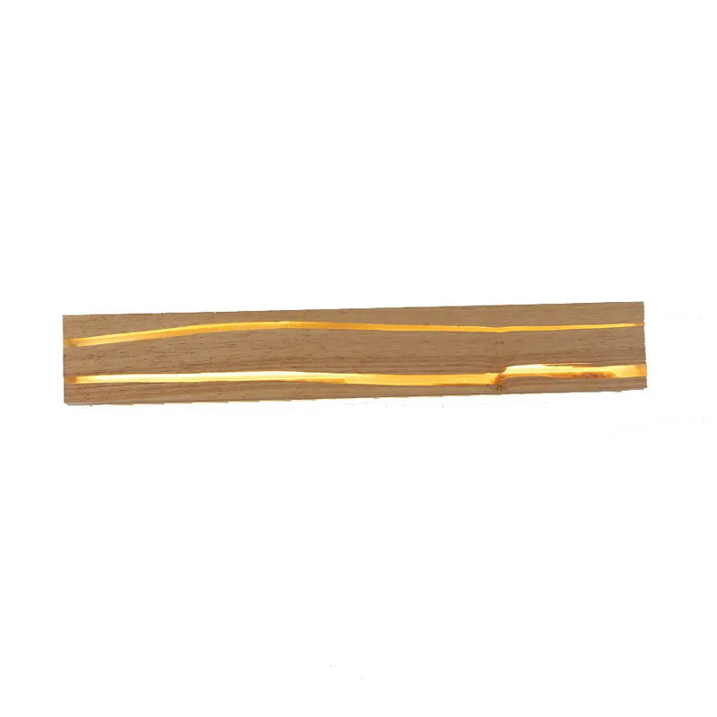 Solid wood LED wall light in log colour, rubber wood and acrylic, 30cm 7W or 50cm 11W, AC220V, for bedroom