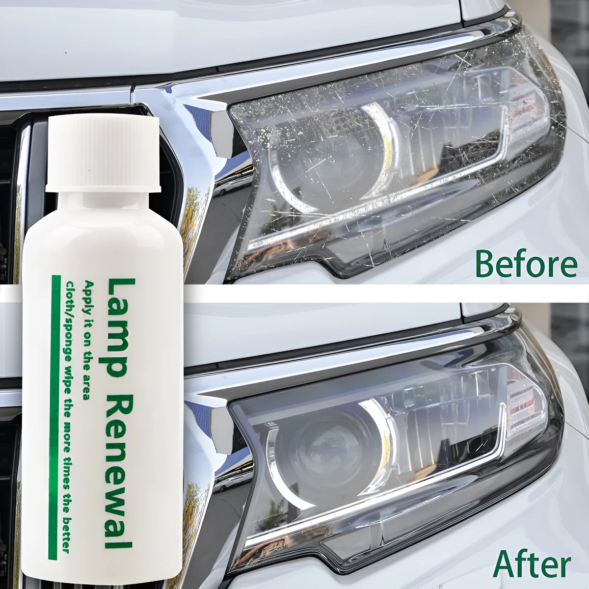 Car headlight repair liquid 20ml and 50ml bottles for yellowed oxidised cracked headlight restoration
