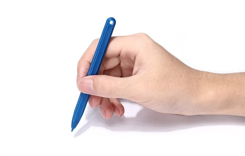 LCD writing tablet with ABS frame, erase button, 150 x 122 x 7mm size and black, white, blue, green or red body