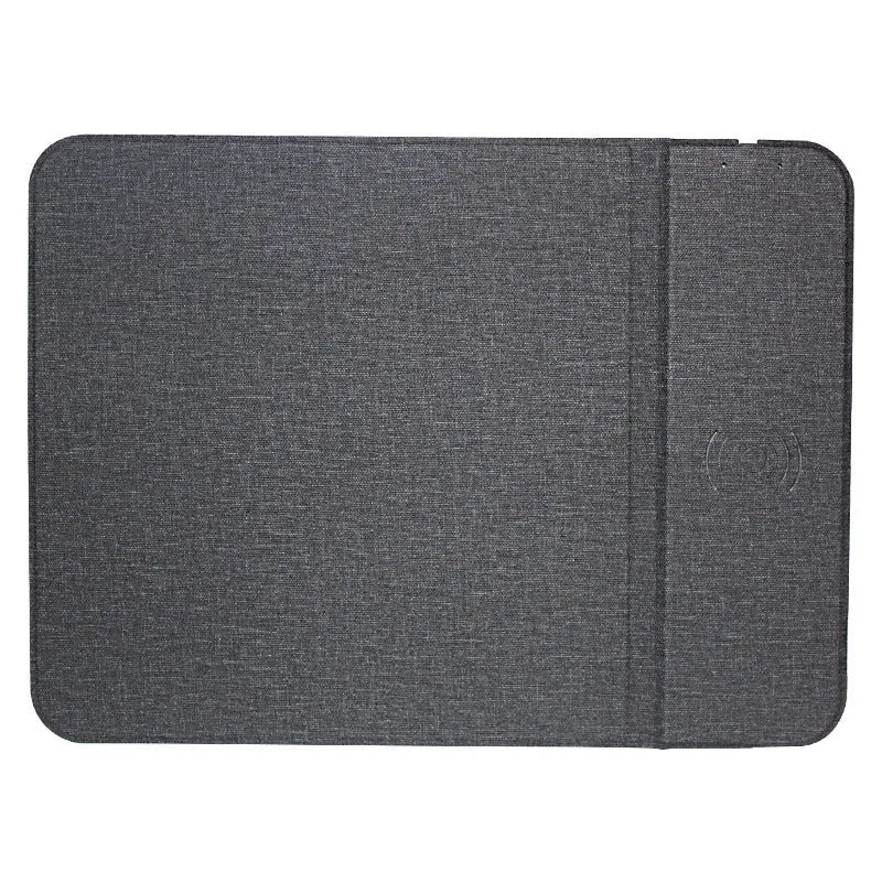 Foldable cloth wireless phone charger showing charging distance and compact folded size