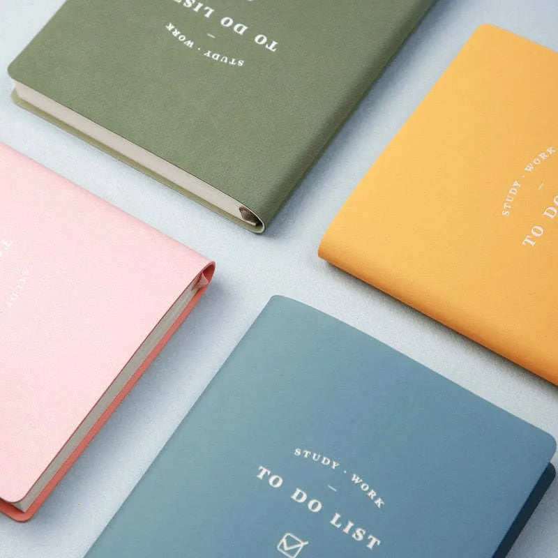 Simple style portable todo list notebook with PU cover in macaron colours and 96 sheets of eye protection paper