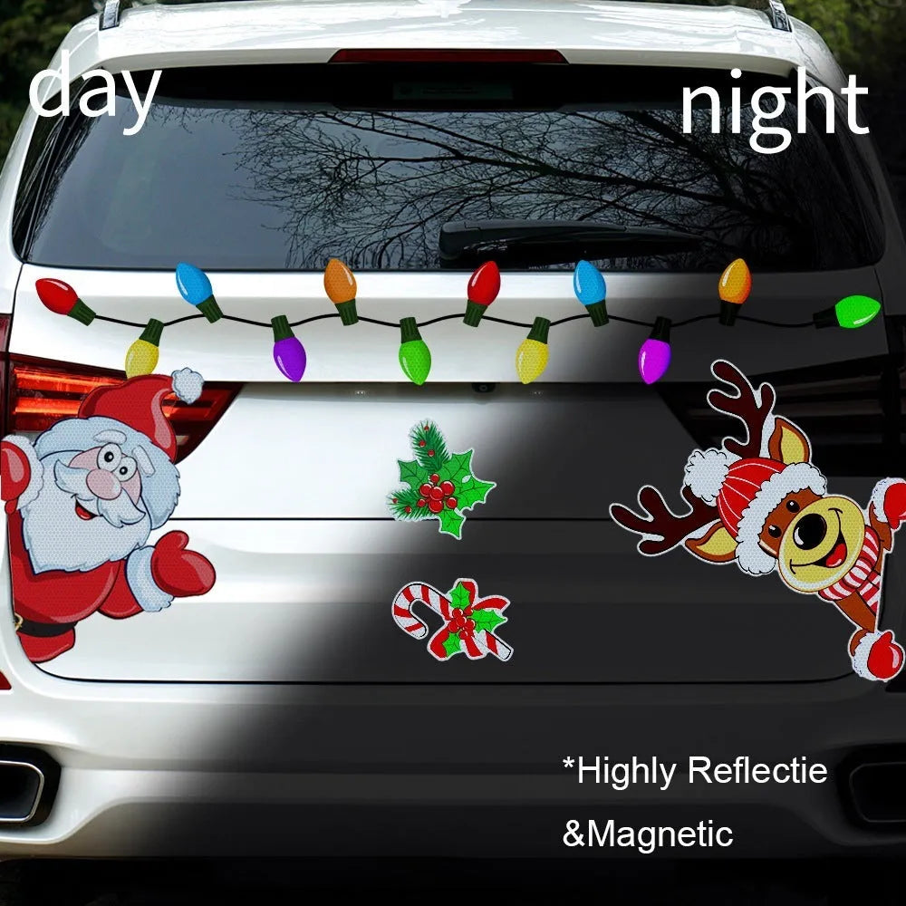 Christmas elk cartoon design magnetic sticker with reflective RFM026 6 threads colour pattern