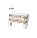 White wall-mounted 4-in-1 kitchen roll holder dispenser for cling film, foil, and paper towels