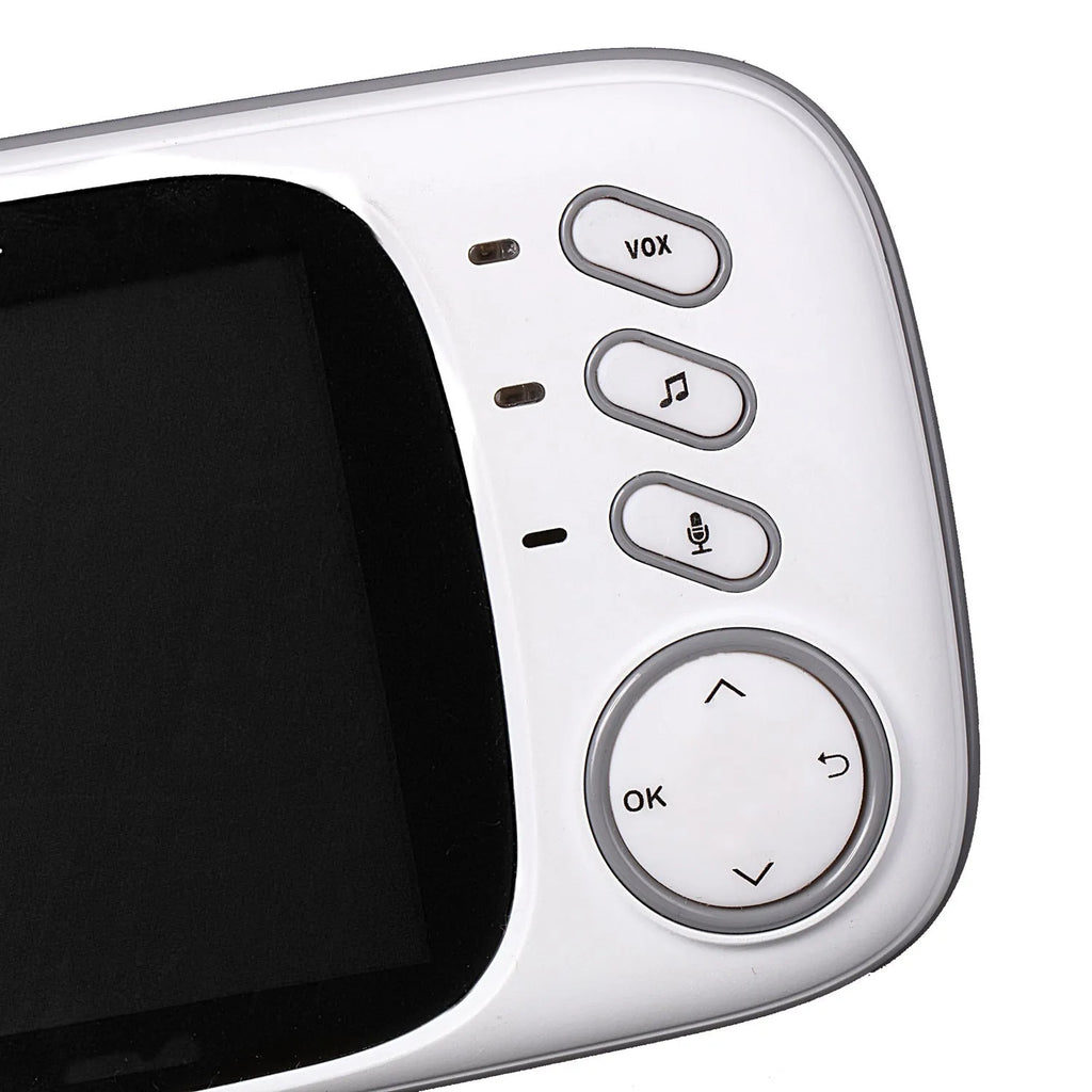 VB603 digital baby monitor showing parent unit with 3.2-inch screen and separate camera with night vision LEDs.