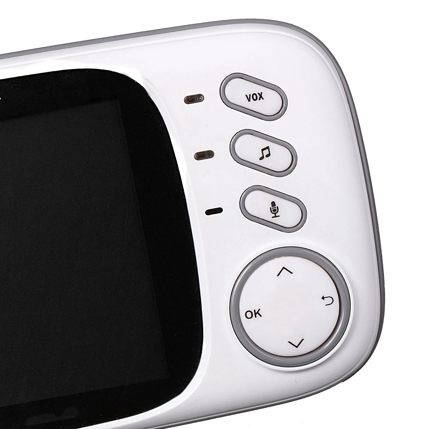 VB603 digital baby monitor showing parent unit with 3.2-inch screen and separate camera with night vision LEDs.