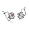 Korean retro crown earrings with white diamond accents on copper clip-on design in rose gold or white gold colour finishes
