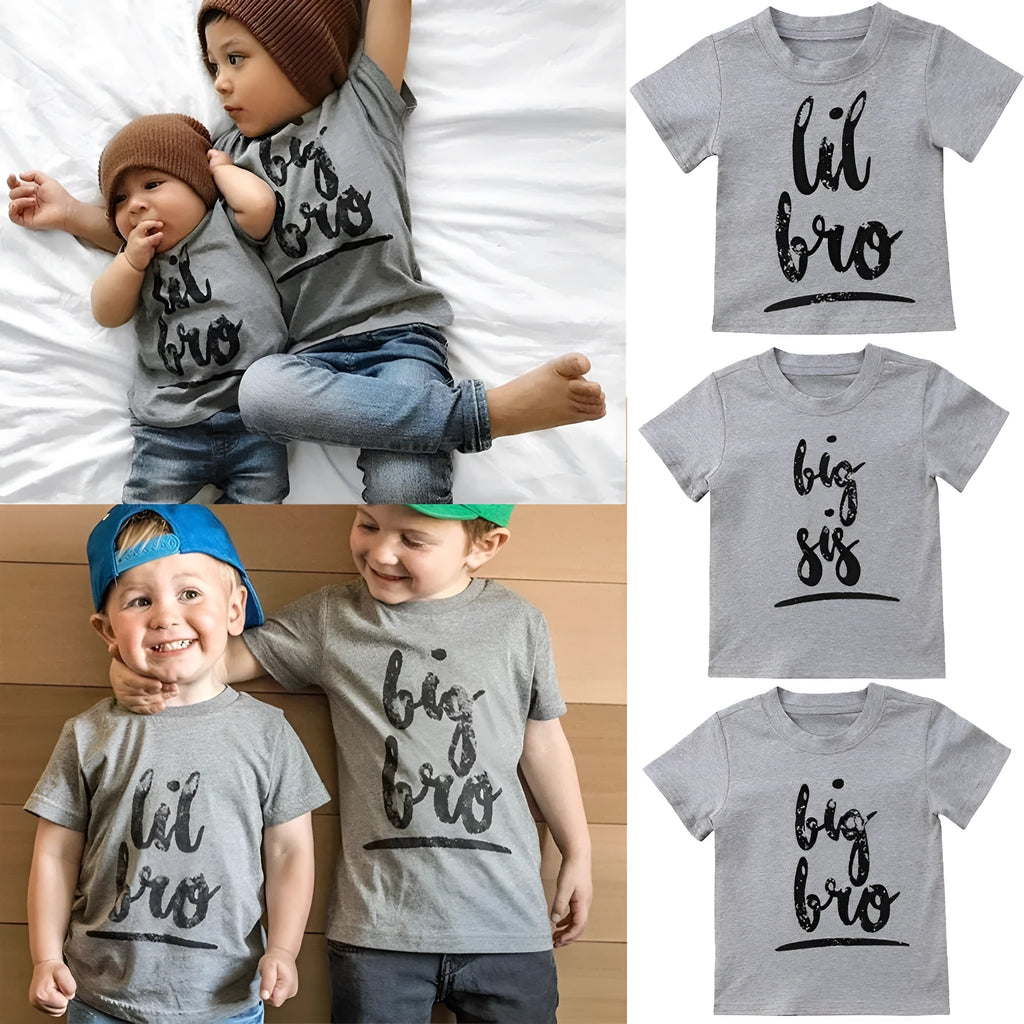 A grey printed cotton t-shirt for children showing a screen-printed graphic design on the front.