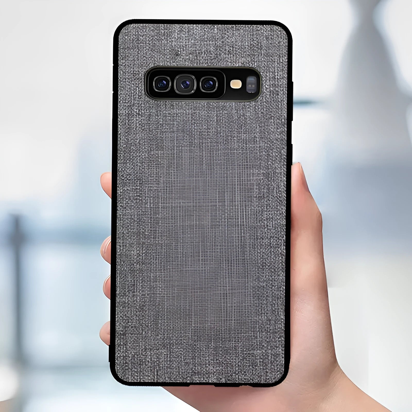 Canvas textured Samsung Galaxy phone case in multiple colours showing TPU and PC construction