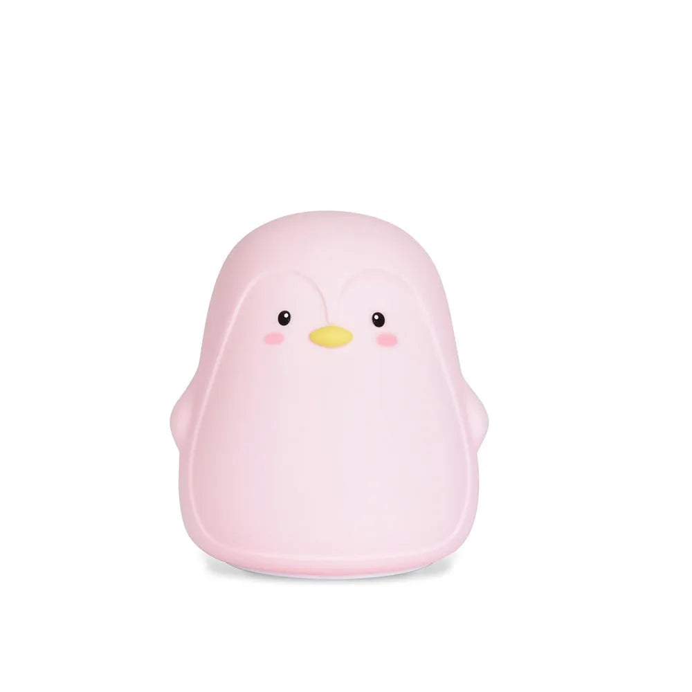 Penguin night light with rechargeable battery, silicone ABS construction, white LED light