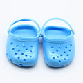 Plastic doll beach slippers in blue, red, yellow, and green for 16cm dolls