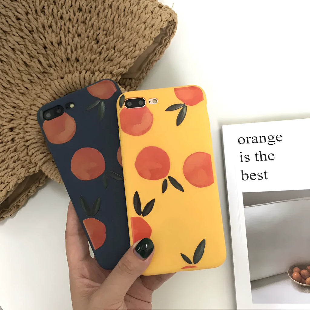 Blue, yellow, and orange matte TPU silicone iPhone case for multiple models.