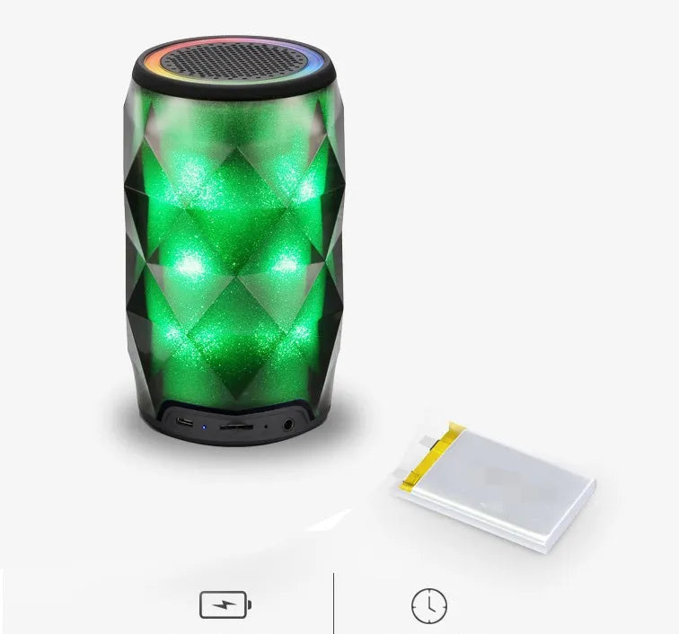 Black crystal diamond-cut Coca-Cola can shaped Bluetooth speaker lantern with colourful starry sky lighting.