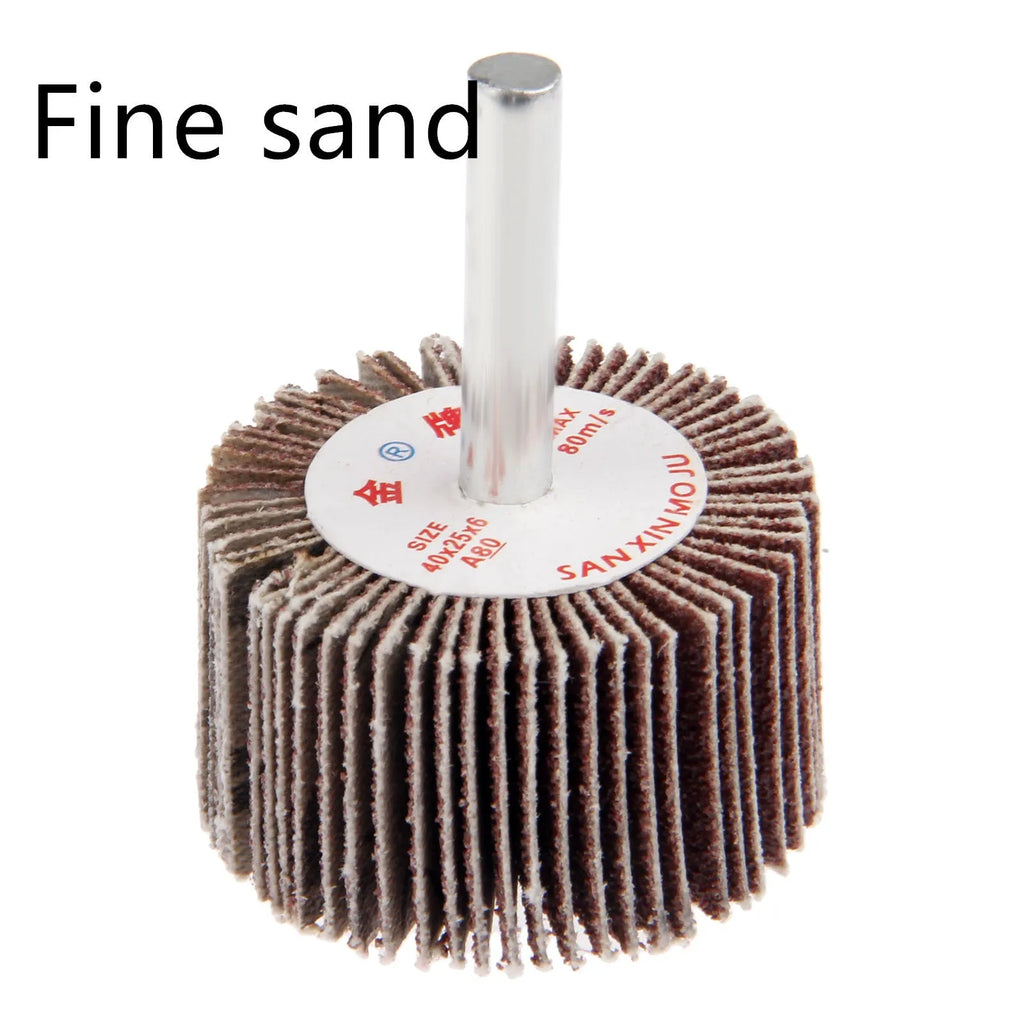40mm electric drill grinding head with 6mm shank, 80 grit wool polishing wheel, coarse or fine sand.