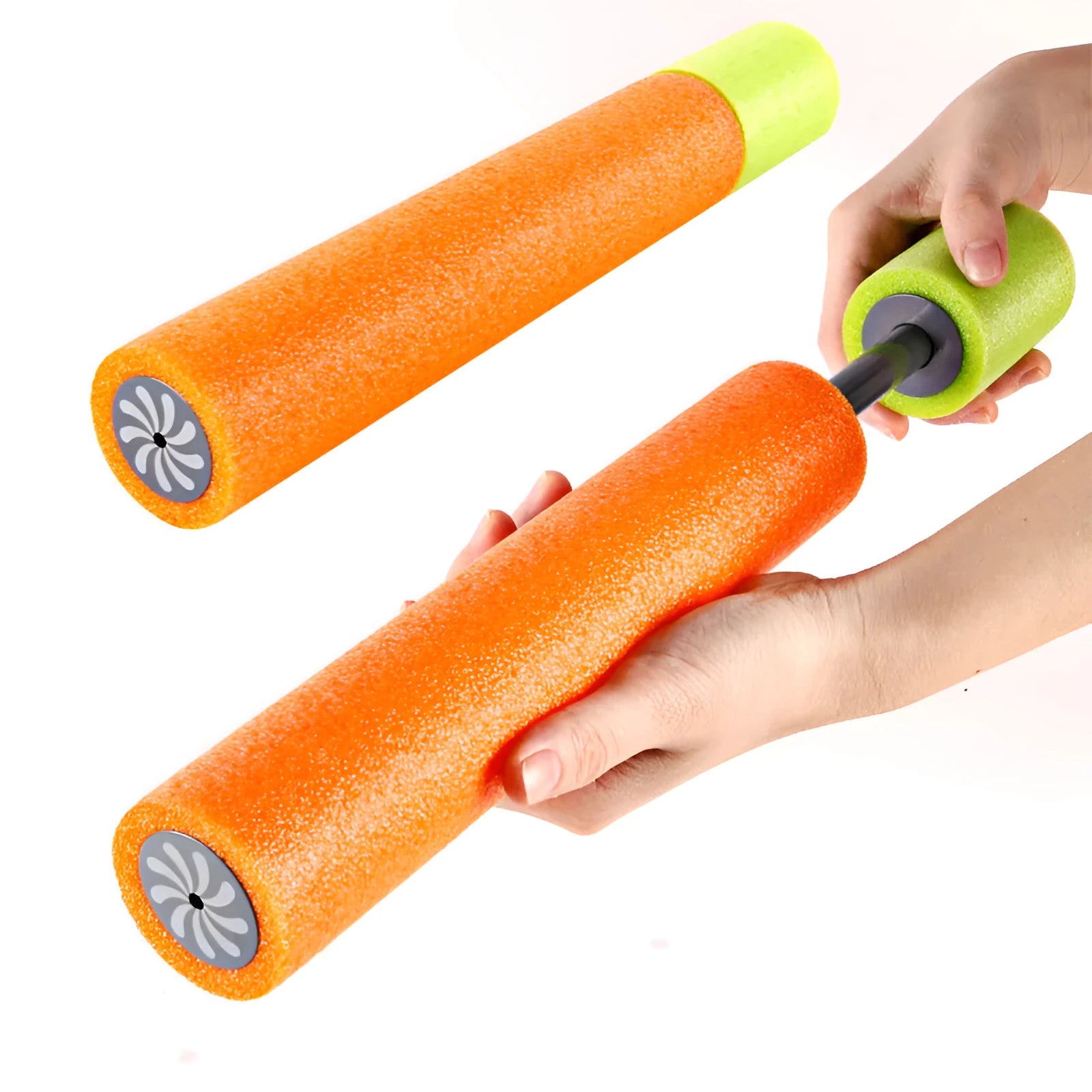 Orange EVA foam water blaster cannon with plastic body and foam handle for kids summer games