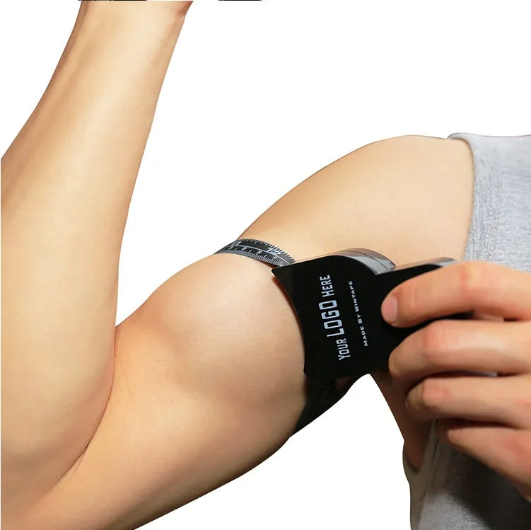 Black body fat skinfold caliper with measuring tape for body composition assessment