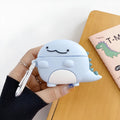 Blue silicone AirPods case with baby dragon design for Apple AirPods protection