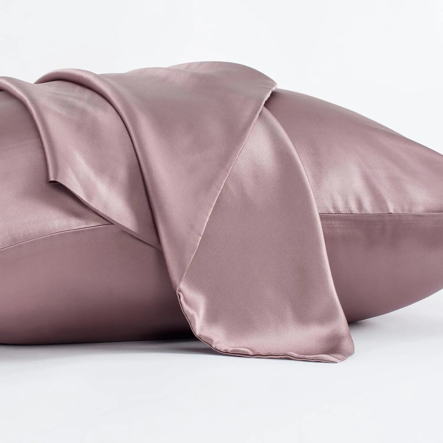 Dark grey mulberry silk pillowcase with envelope closure showing smooth texture and modern simplicity design