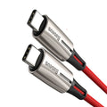 Purple and red dual Type-C data cable with PD60W fast charging capability and 1 metre length