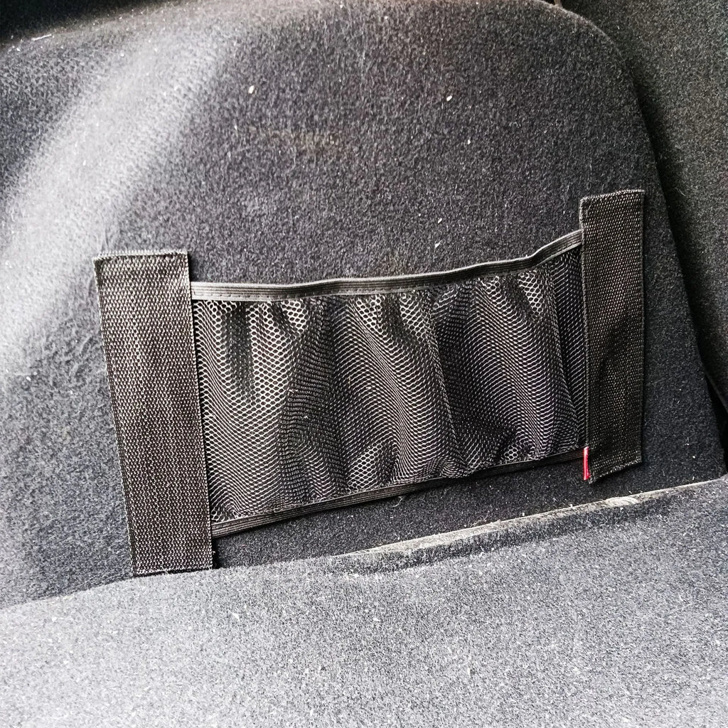 Elastic polyester car boot storage organiser net in 20x35cm and 20x45cm sizes.
