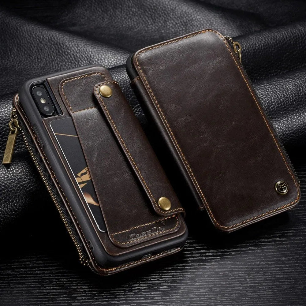 Samsung Note9 leather flip case in black showing PU leather construction and flip design