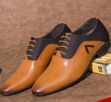 Men's Oxford shoes in black, brown, or yellow with low upper height and rubber sole for business casual wear