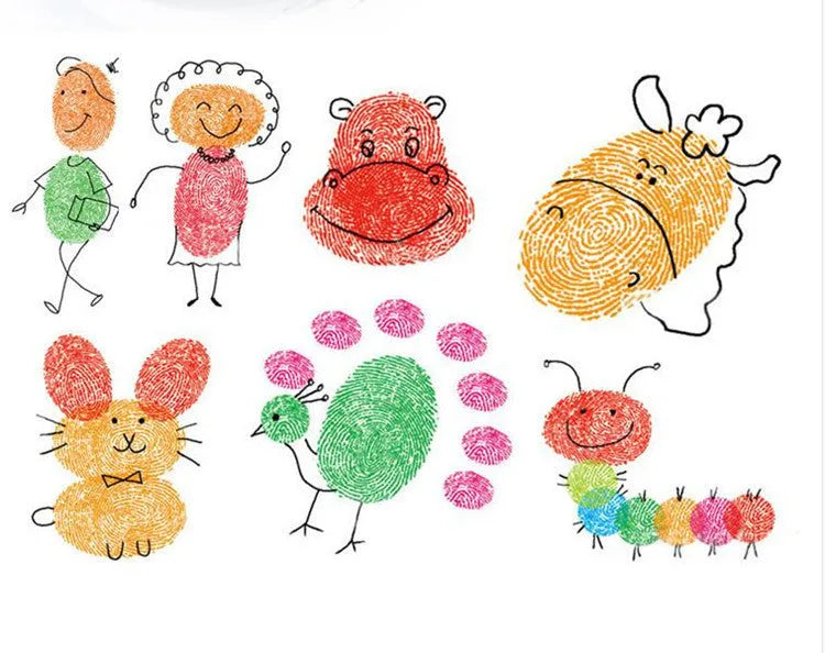 Non-toxic finger print mud set with 16cm plastic inkpad and children's picture albums for sensory play
