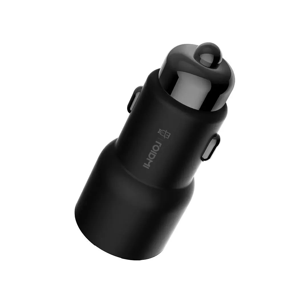 Black Ruimi 3S Bluetooth car charger with USB port for charging phones and tablets.
