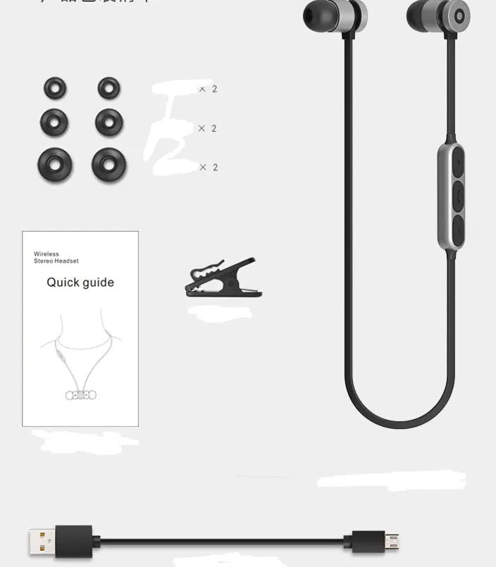 Black wireless sports Bluetooth headset with neckband design and magnetic in-ear earpieces