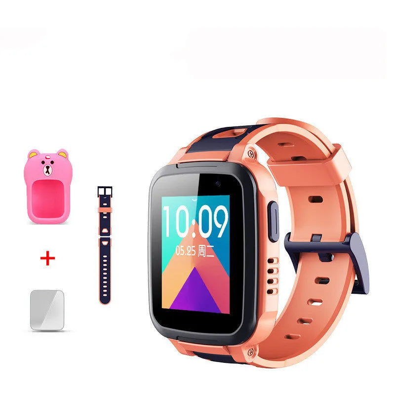 SE5 children's phone watch with stainless steel wristband showing blue colour option