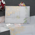 Sulphuric acid paper invitation cards with bronzing matte varnish in gold and rose gold colours