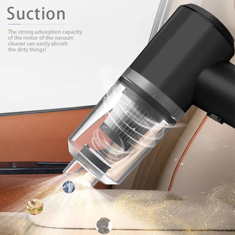 Wireless car vacuum cleaner with 4500-6000PA suction power and 2000mAh battery for vehicle interior cleaning