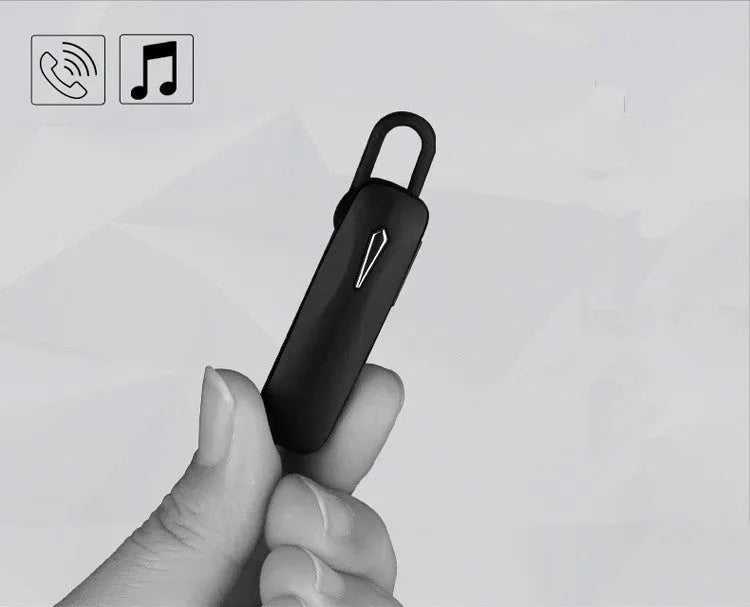M163 Bluetooth car headset in black or white with call and music control buttons for hands-free driving
