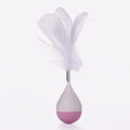 Green and pink feather cat tease stick toy with aluminium alloy and ABS plastic wand