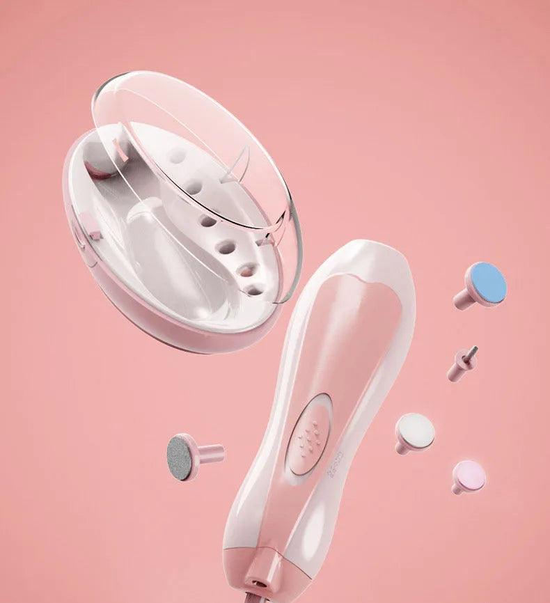Ultra-quiet baby nail polisher with night light, four-speed settings, and ergonomic design for safe infant nail care