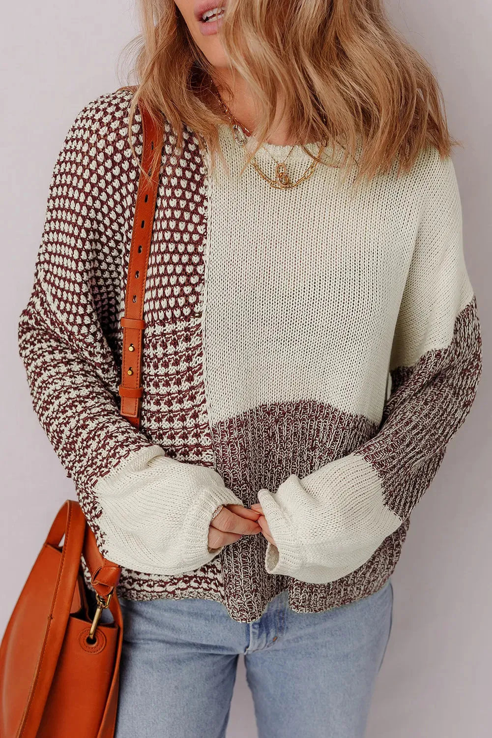 Dark khaki colour block sweater with drop shoulders and adjustable back tie detail