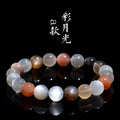 Natural moonstone bracelet with 8mm single circle beads, colourful moon light appearance, unisex design