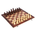 3 in 1 wooden chess checkers and backgammon travel board game set with five board sizes
