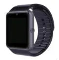 Smart watch with 1.54-inch display and silicone strap in black colour, showing time and notifications on screen.