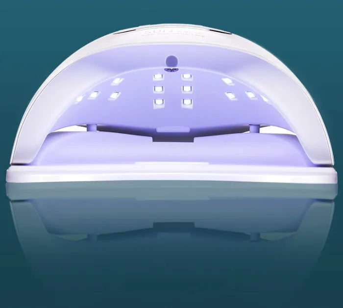 White ABS plastic nail polish gel curing lamp with UV and LED light beads.