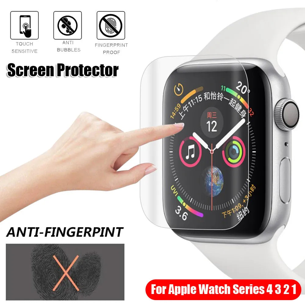Full coverage hydrogel screen protector for Apple Watch Series 4 and Series 3 2 1