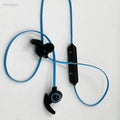AMW-810 wireless Bluetooth headset for OPPO and VIVO mobile phones, shown in Blue and Red colour options