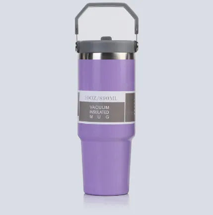 Insulated stainless steel tumbler with handle and BPA free splash-proof lid in 20oz 600ml or 30oz 890ml