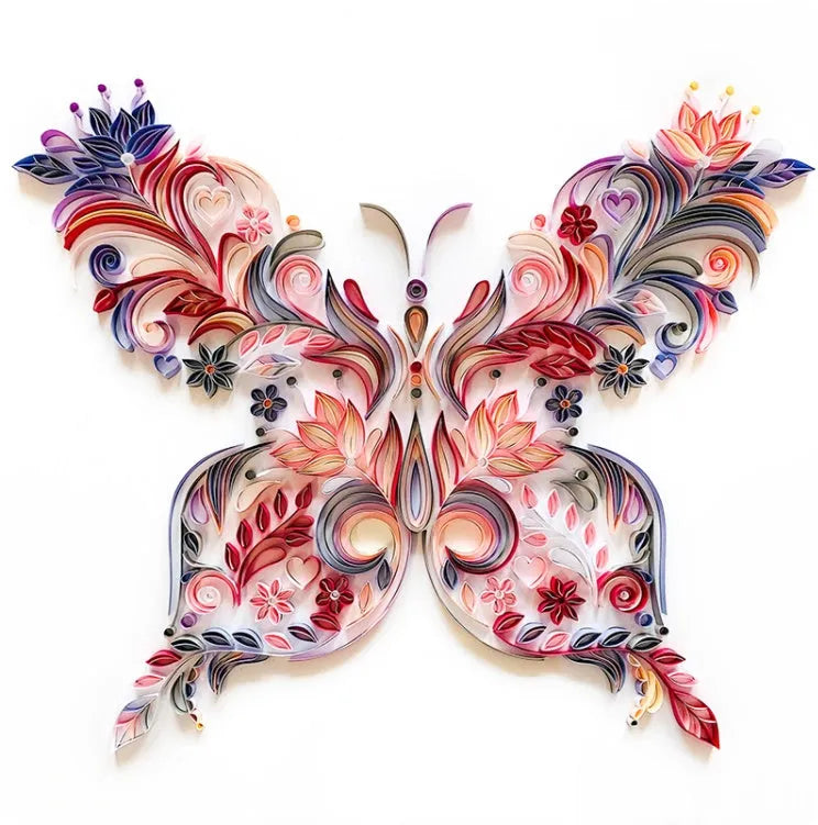20 inch butterfly quilling illustration material pack with craft paper, glue, scissors, awl, and tweezers for handmade ornaments