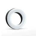 LED selfie ring light with adjustable brightness, compact 90mm design, and USB cable for mobile photography