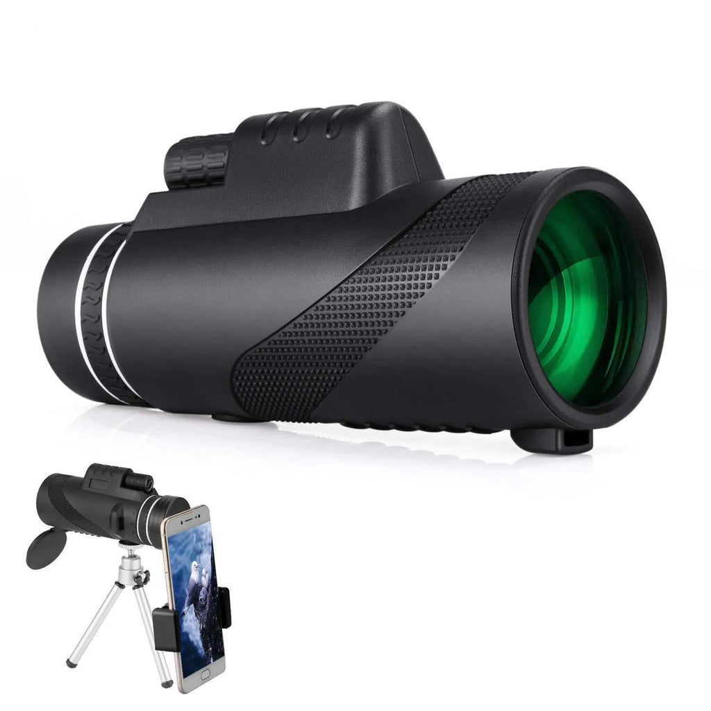 Black HD 40x60 cellphone telescope with 60mm lens, 40x magnification, and waterproof design for outdoor use