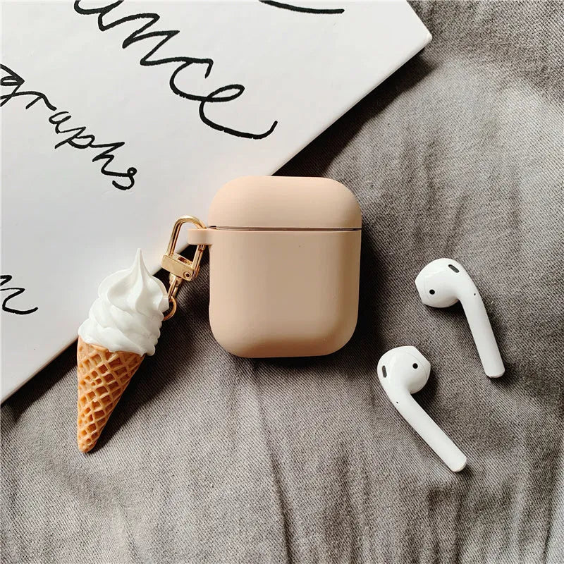 Cylinder Ice Cream silicone protective case for Apple AirPods 2 with visible charging port cutout